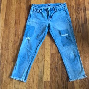 Gap patched distressed washed jeans